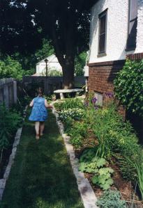 Down the Garden Path:  my youngest daughter in my then-new St. Paul garden, many long years ago
